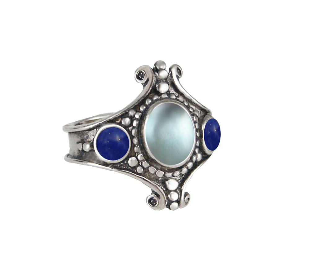 Sterling Silver Imperial Ring With Blue Topaz And Lapis Lazuli Size 9
